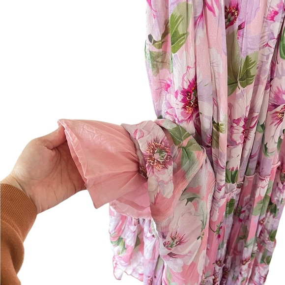 Miss June Paris Pink Floral Off-Shoulder Maxi Dress - Picture 4 of 14